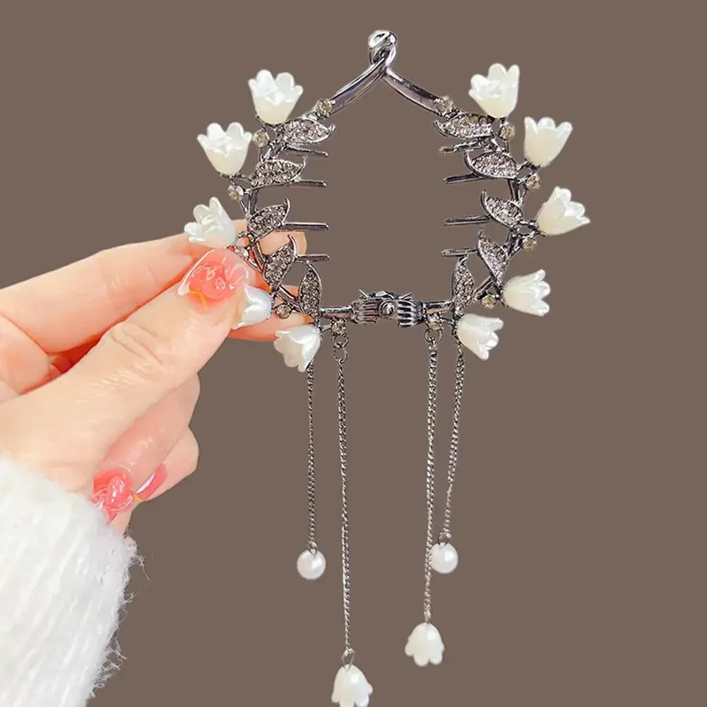 Flower Tassel Hair Clip Women