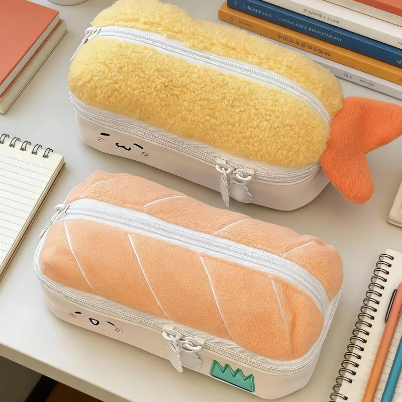 1 Piece of Randomly Designed Salmon and Shrimp-Shaped Pencil Case