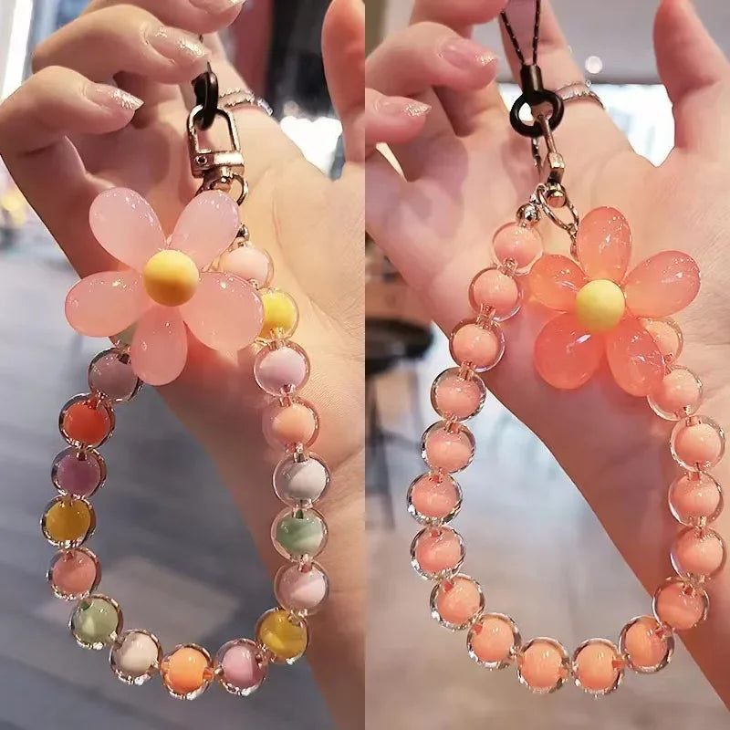 Colored bead petal Lanyard charm for IPhone