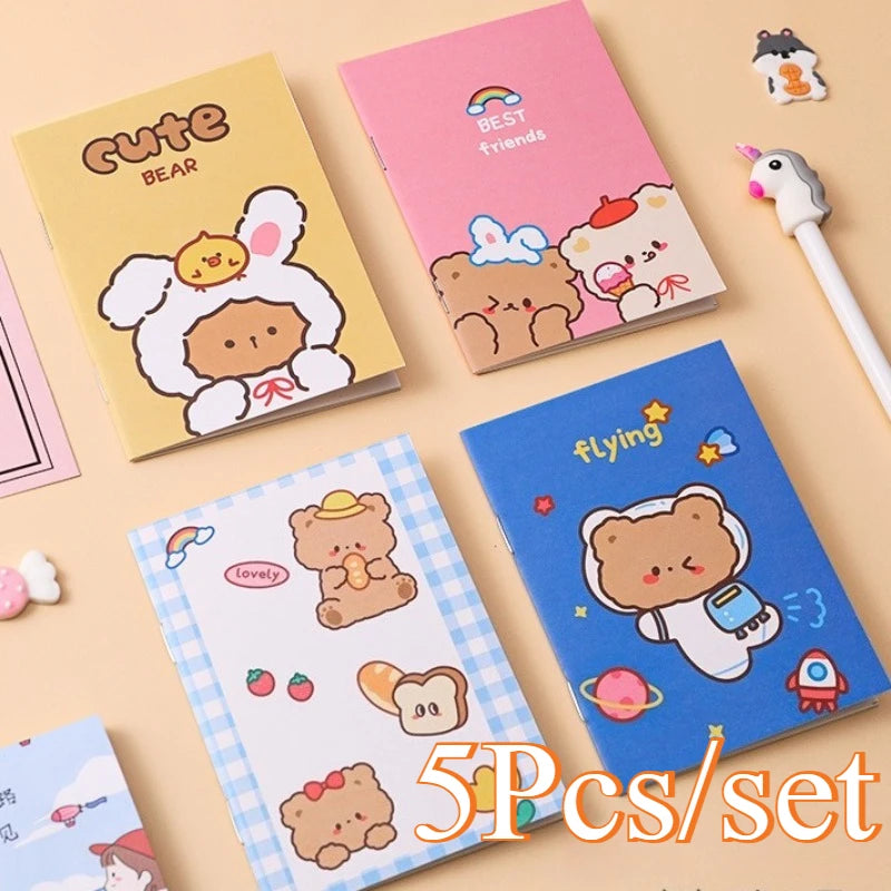 5Pcs Little Notebooks Anime Cartoon Notepad Planner Journal
