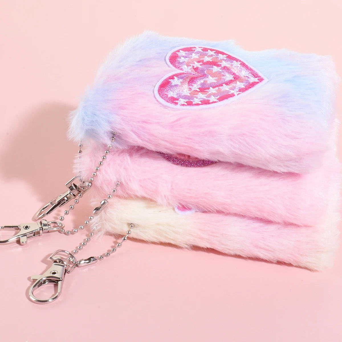 Cute Fluffy Butterfly Heart Embroidery Notebook