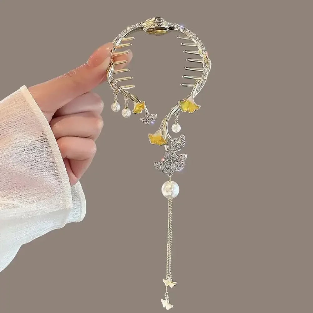 Flower Tassel Hair Clip Women