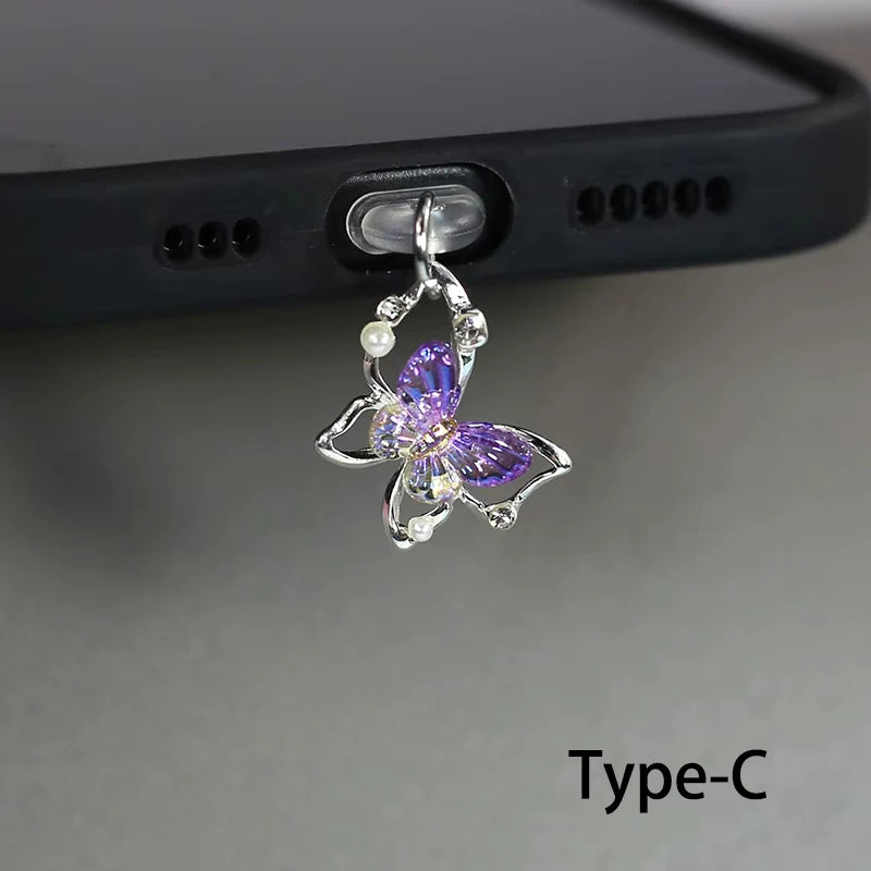 Beautiful Butterfly Phone Dust plug Accessories