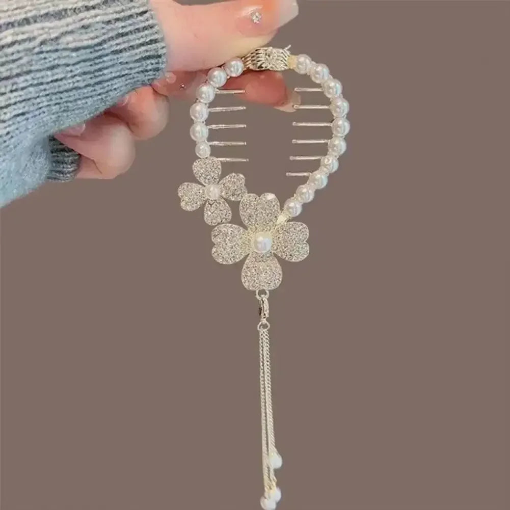 Flower Tassel Hair Clip Women