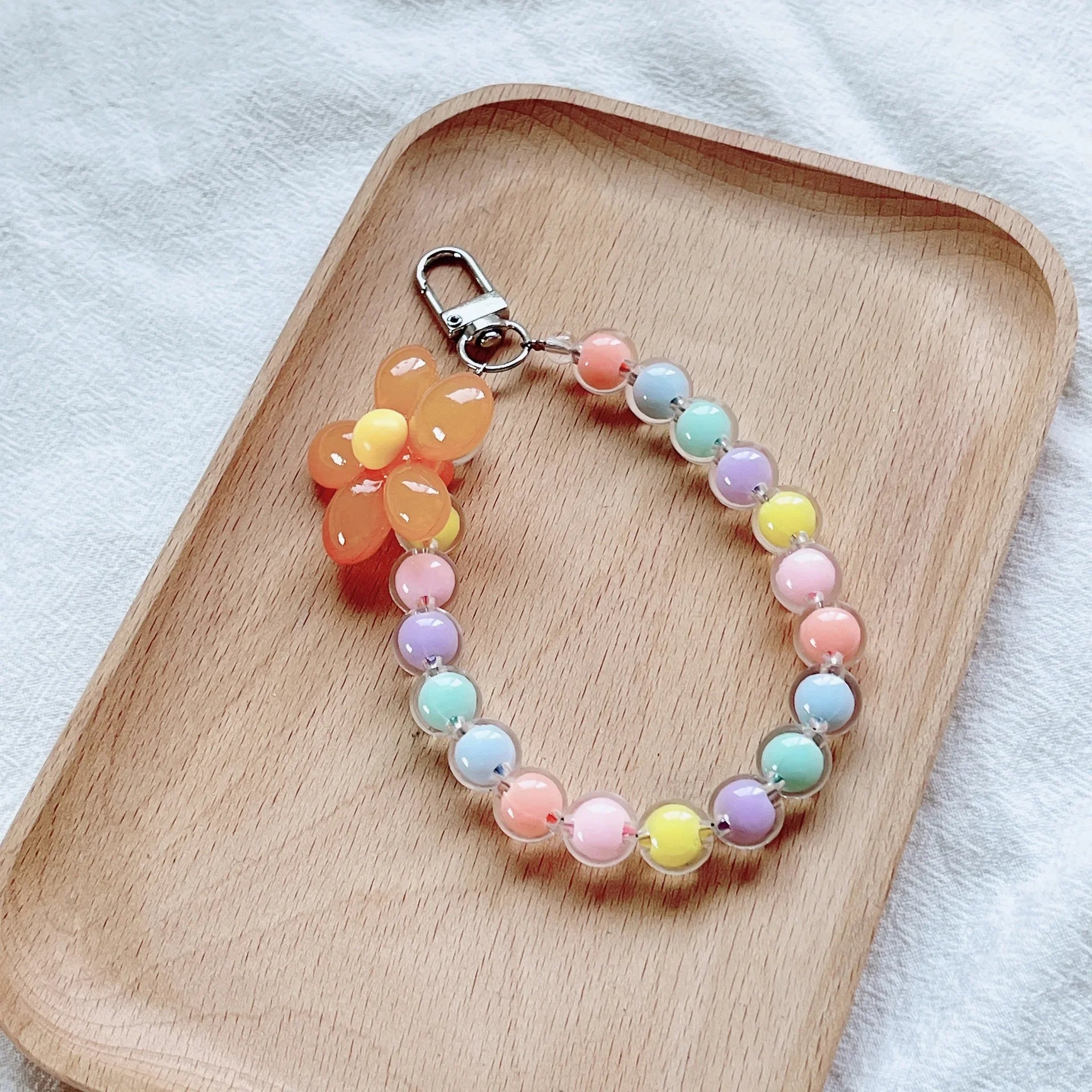 Colored bead petal Lanyard charm for IPhone