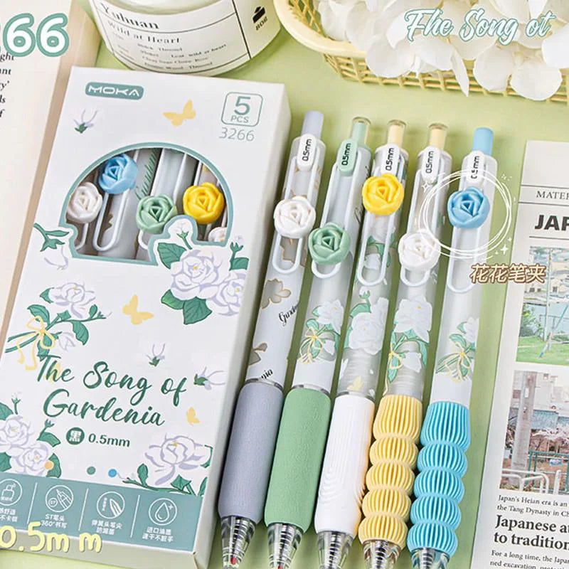 5Pcs Creative Rose Series 0.5mm Gel Pen Set
