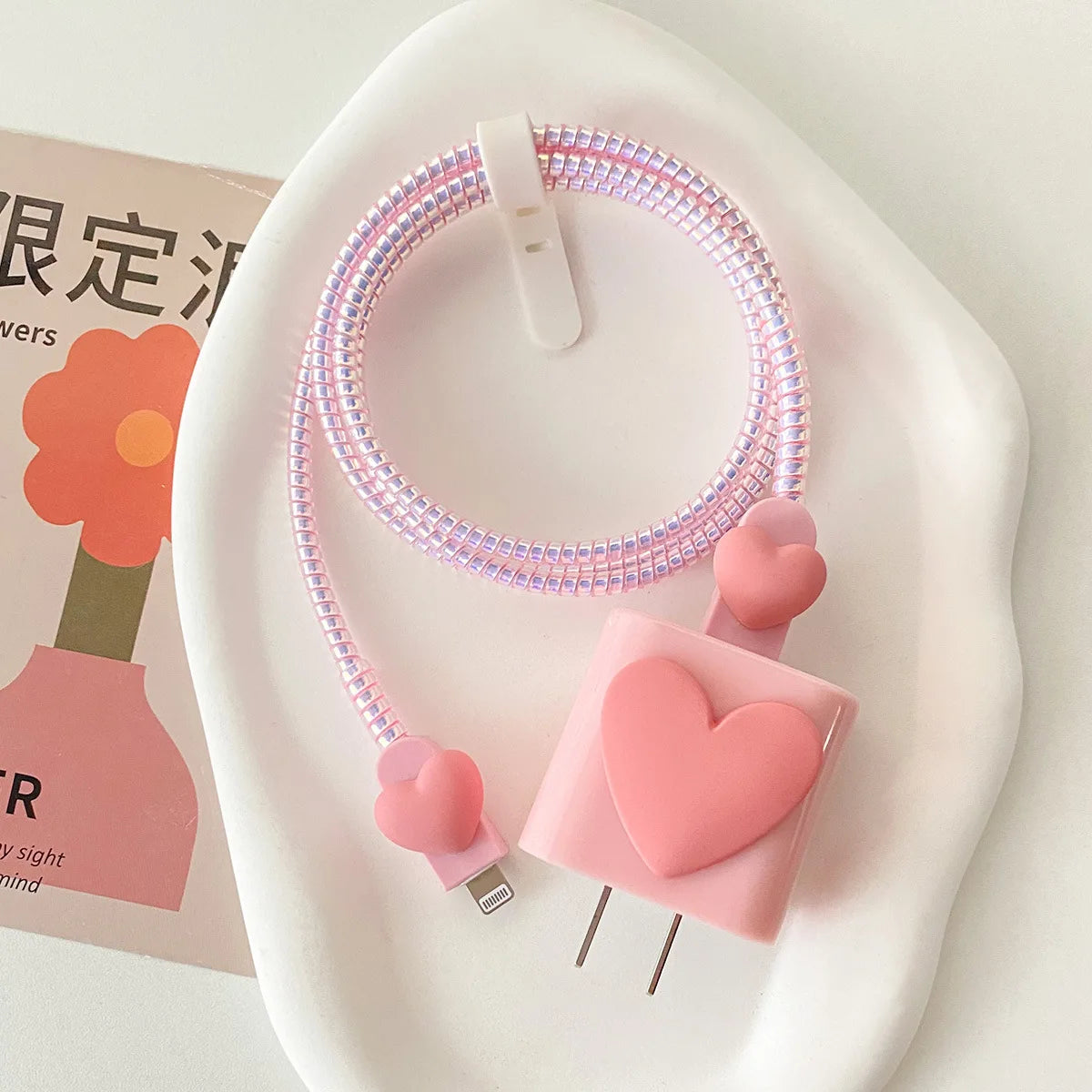 3D Love Charger Protector Cable Organiser for IPhone 15 14 13 12 Pro Max