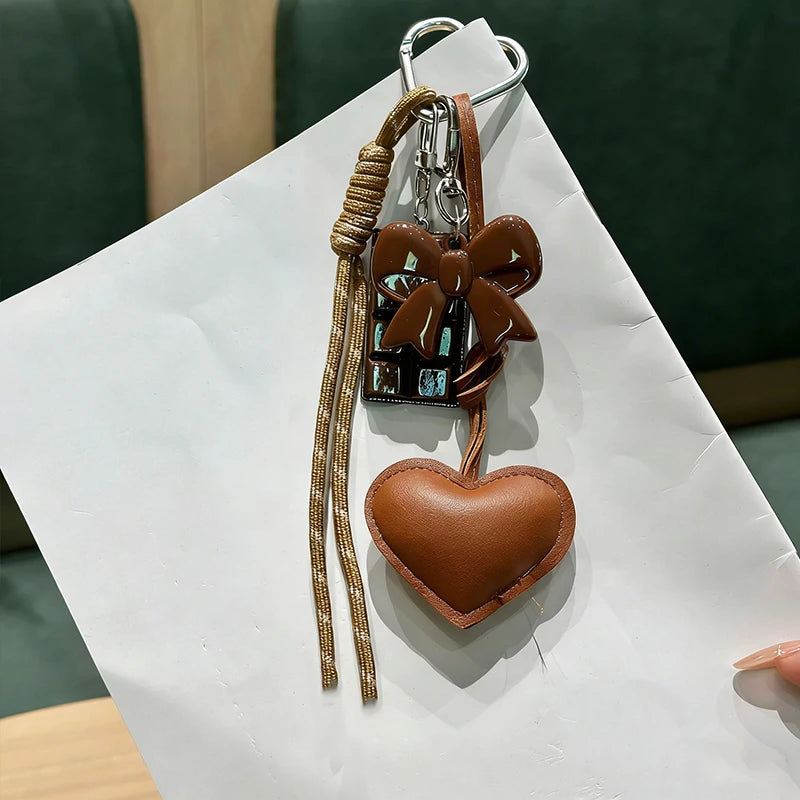 Trendy Heart Leather Keychain