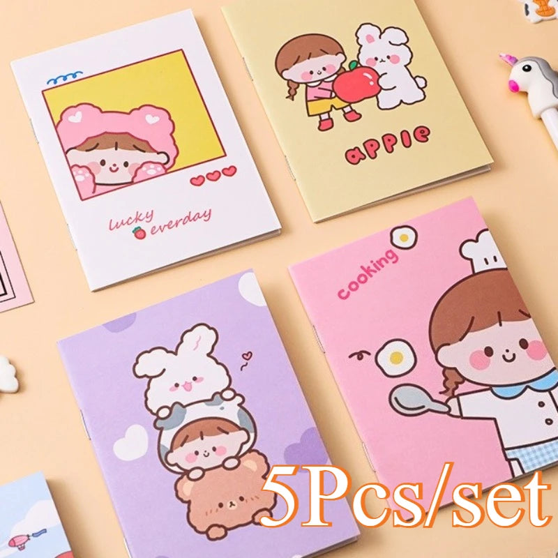 5Pcs Little Notebooks Anime Cartoon Notepad Planner Journal