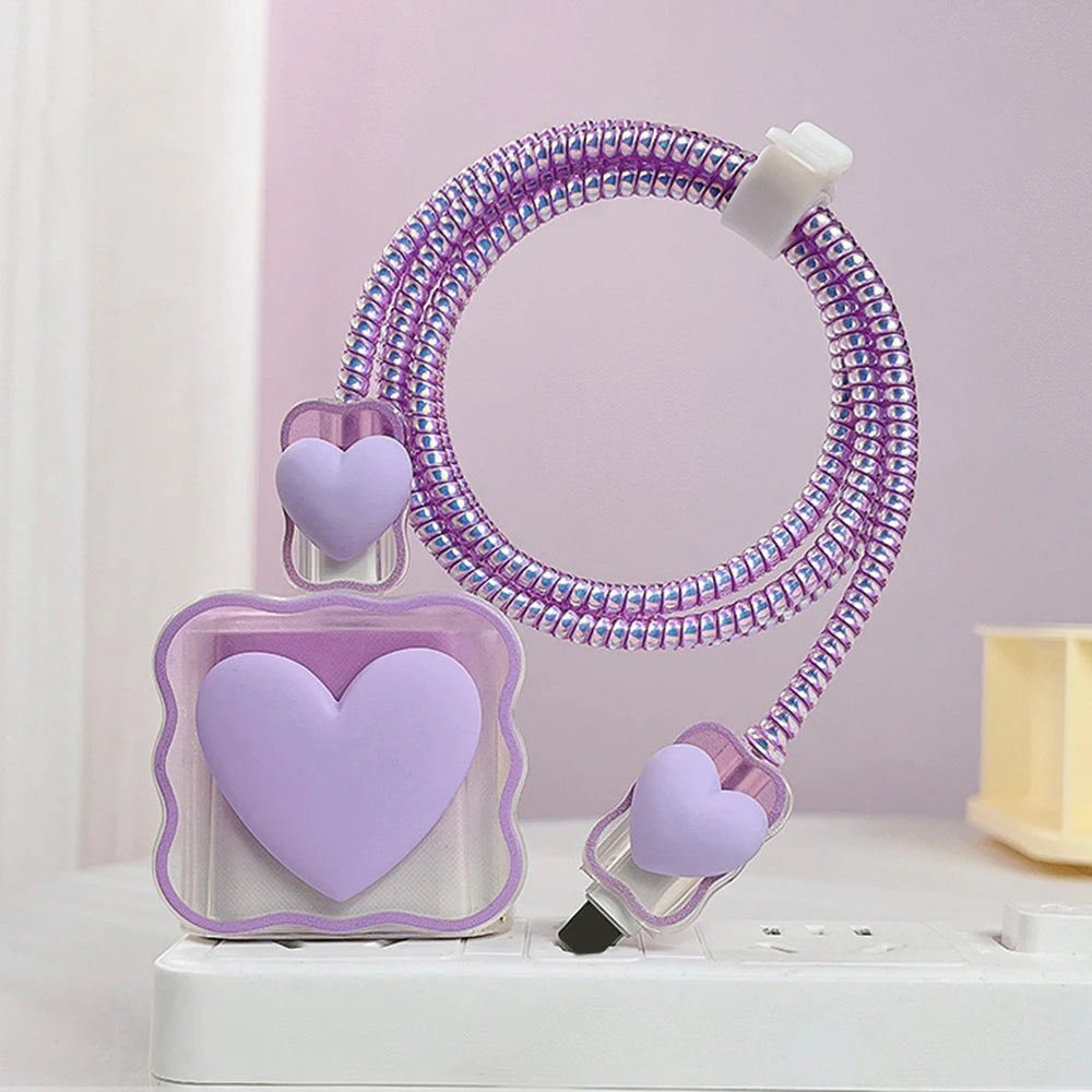 Cute Soft Silicone Charger Protector Cable Organiser For iPhone 17 16 15 14 13 18W 20W US Charging Protection Cover Cable Winder