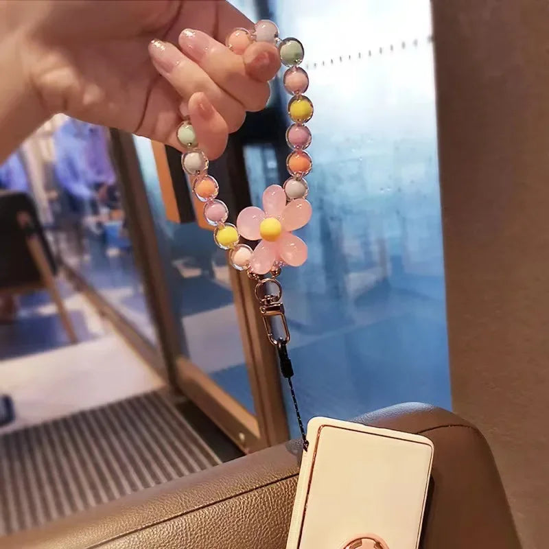 Colored bead petal Lanyard charm for IPhone
