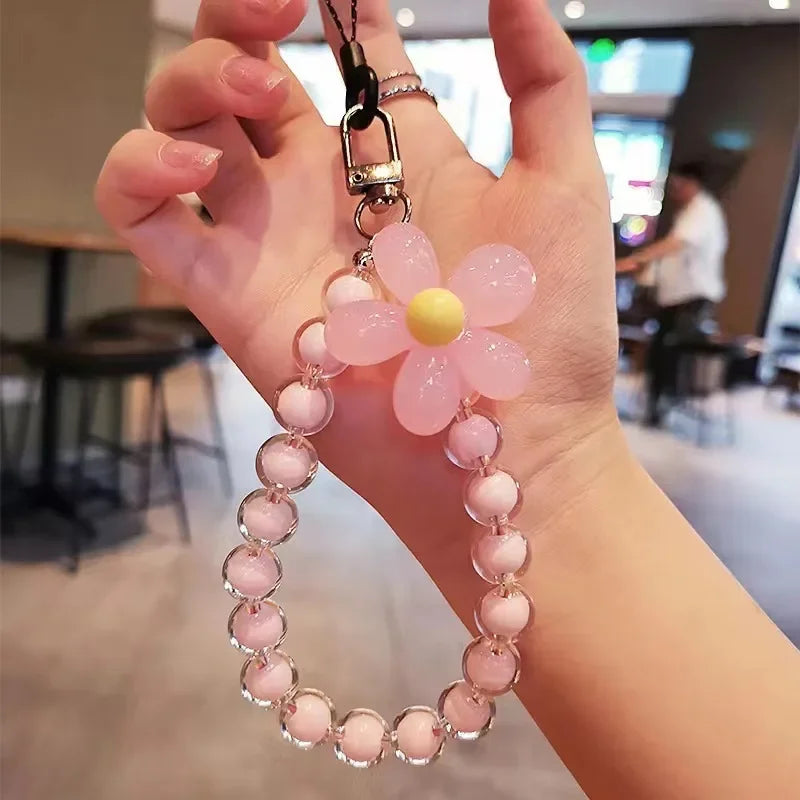 Colored bead petal Lanyard charm for IPhone