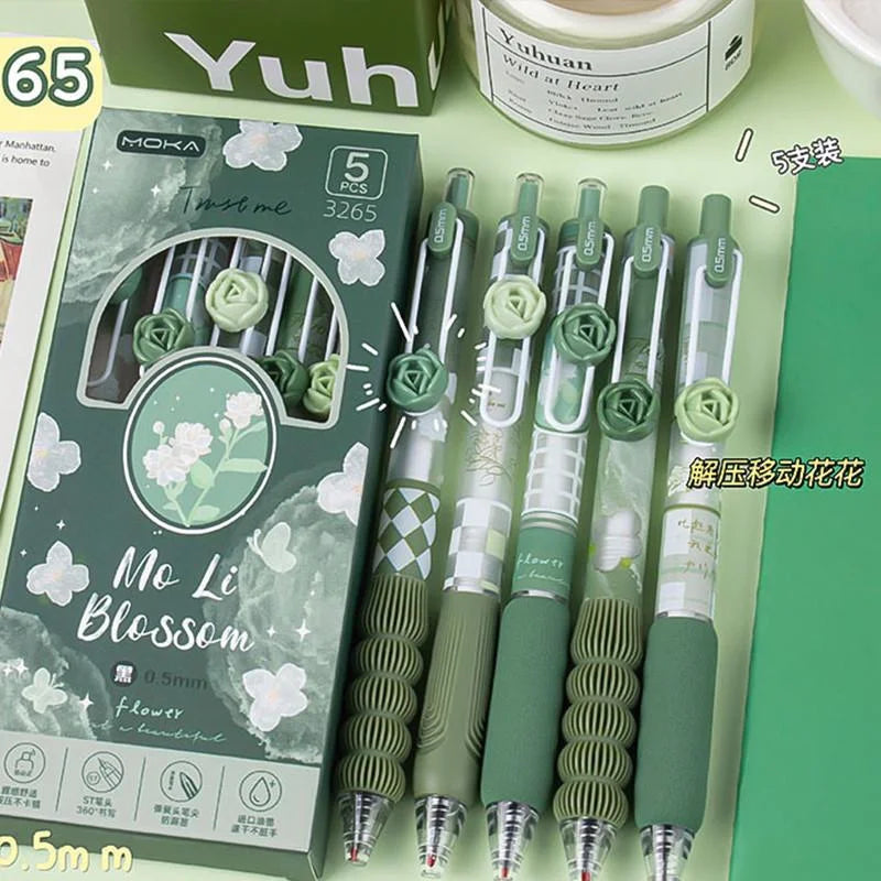 5Pcs Creative Rose Series 0.5mm Gel Pen Set