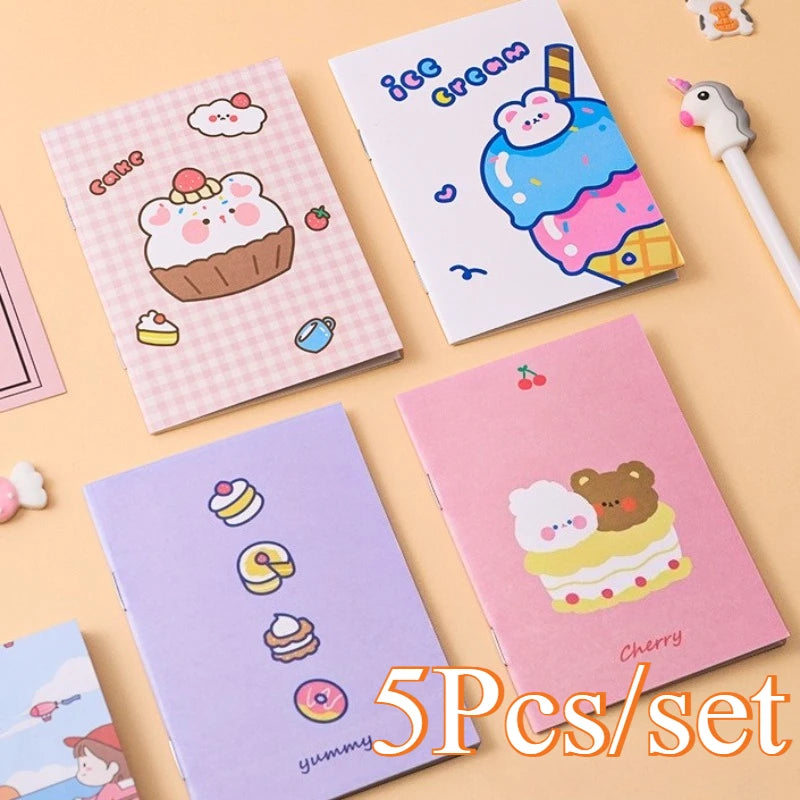 5Pcs Little Notebooks Anime Cartoon Notepad Planner Journal