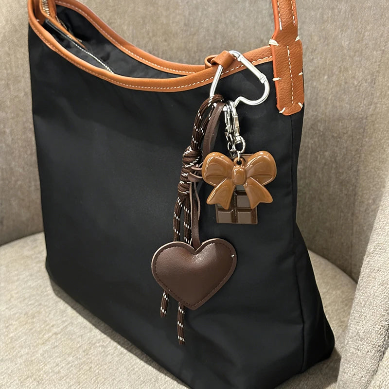 Trendy Heart Leather Keychain