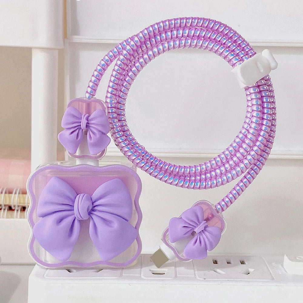 Cute Soft Silicone Charger Protector Cable Organiser For iPhone 17 16 15 14 13 18W 20W US Charging Protection Cover Cable Winder