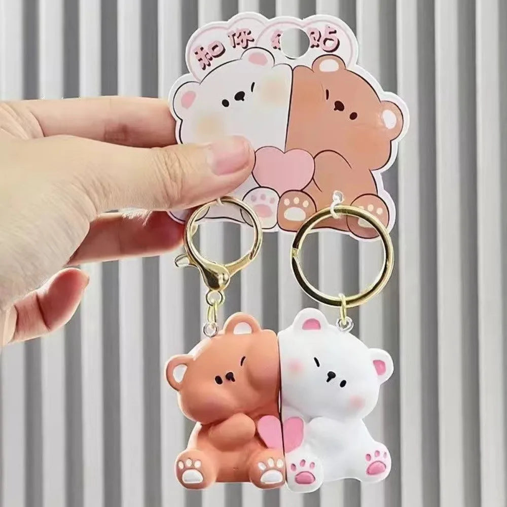 1Pair Cute Resin Bear Couple Magnetic Keychain