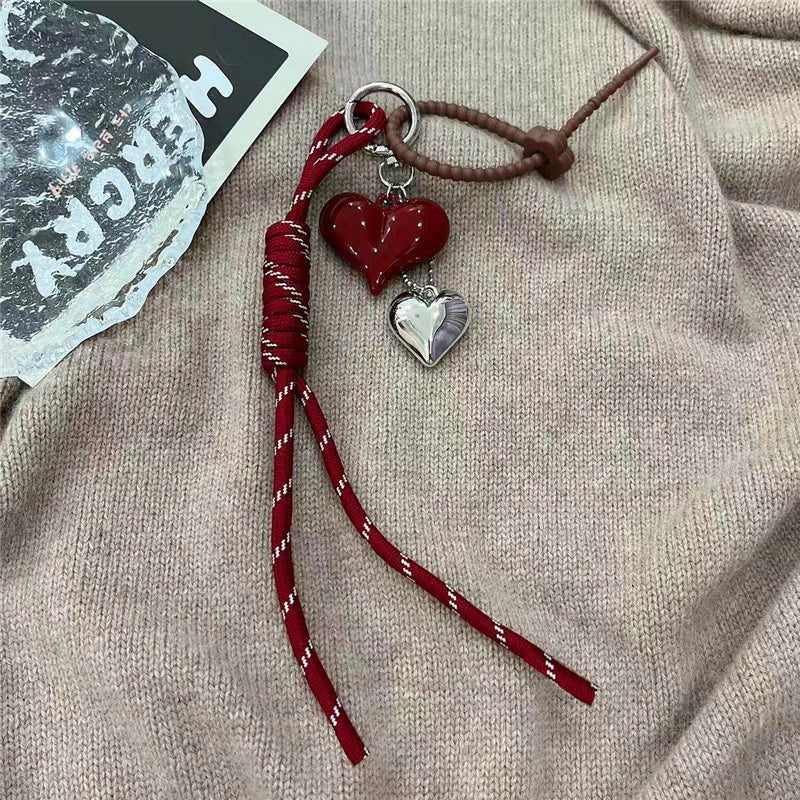 Trendy Heart Leather Keychain