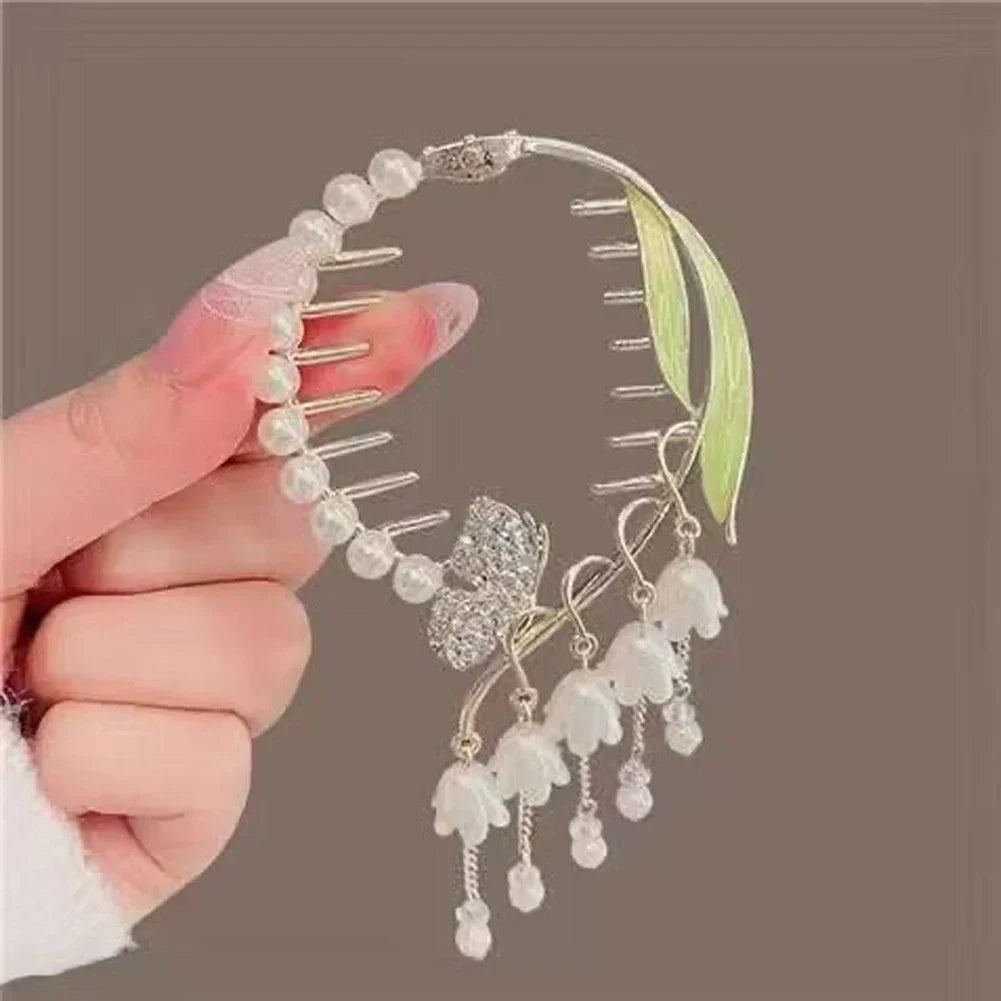 Flower Tassel Hair Clip Women