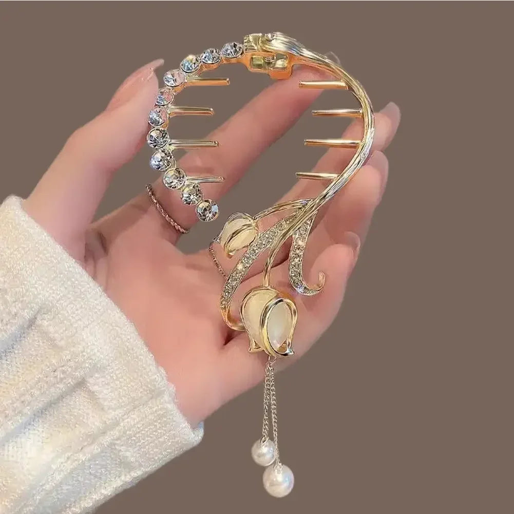 Flower Tassel Hair Clip Women