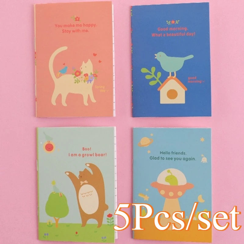 5Pcs Little Notebooks Anime Cartoon Notepad Planner Journal
