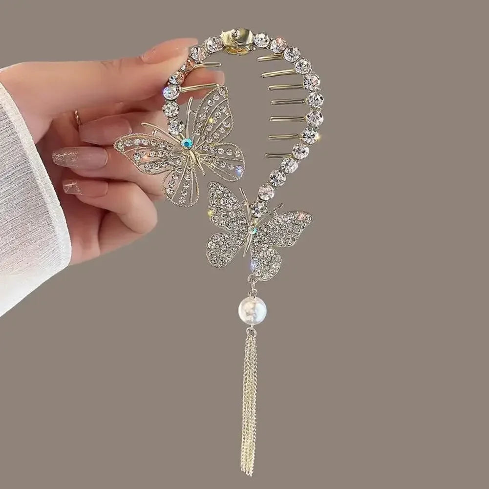 Flower Tassel Hair Clip Women