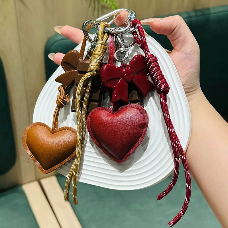 Trendy Heart Leather Keychain