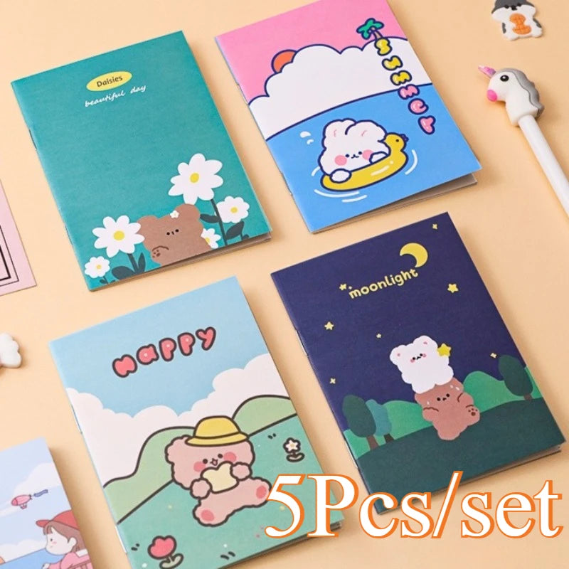 5Pcs Little Notebooks Anime Cartoon Notepad Planner Journal