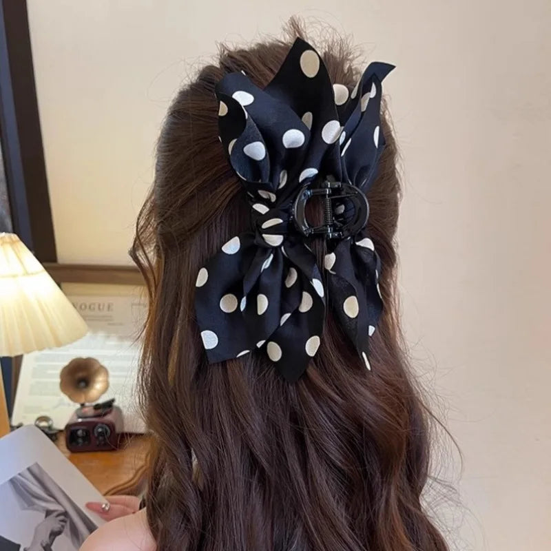 Soft Polka Dot Big Bow Clip for Women