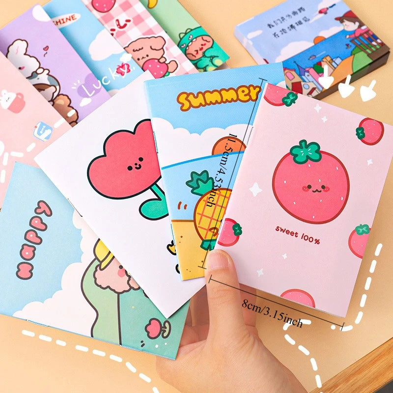 5Pcs Little Notebooks Anime Cartoon Notepad Planner Journal