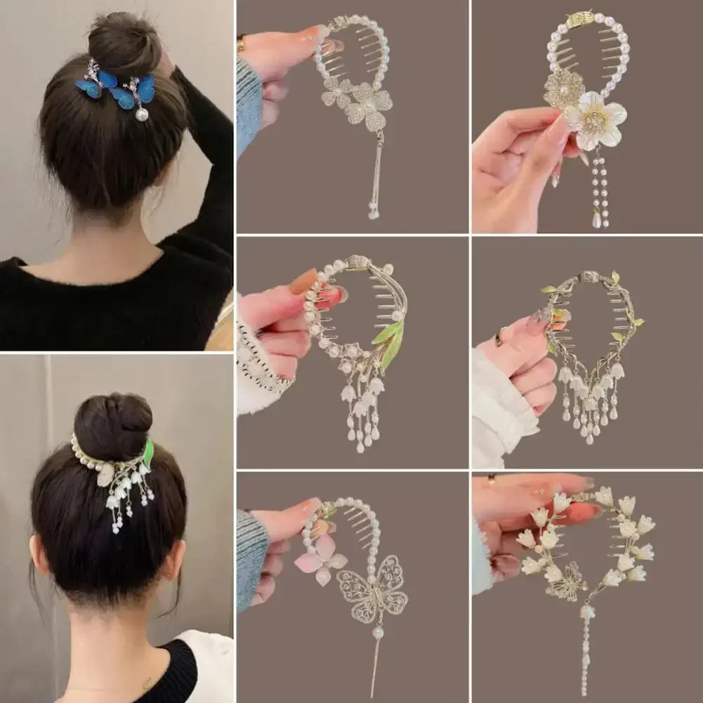 Flower Tassel Hair Clip Women