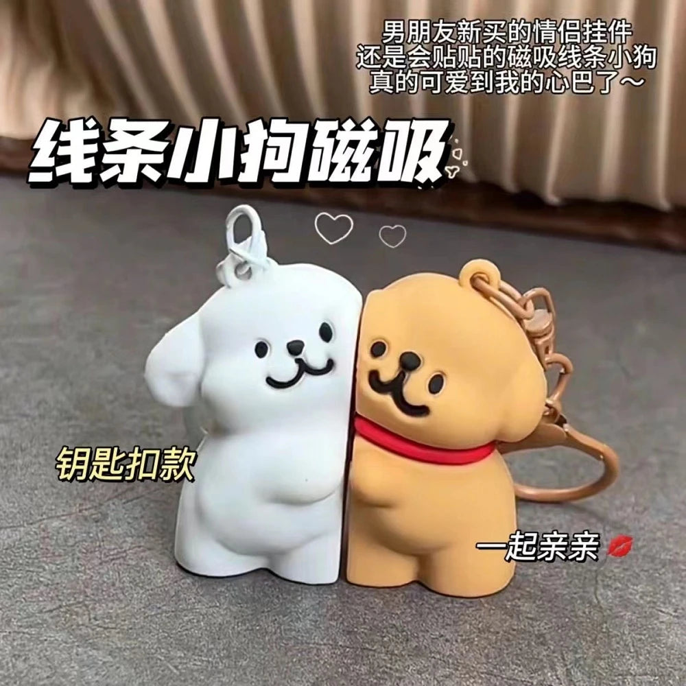 1Pair Cute Resin Bear Couple Magnetic Keychain