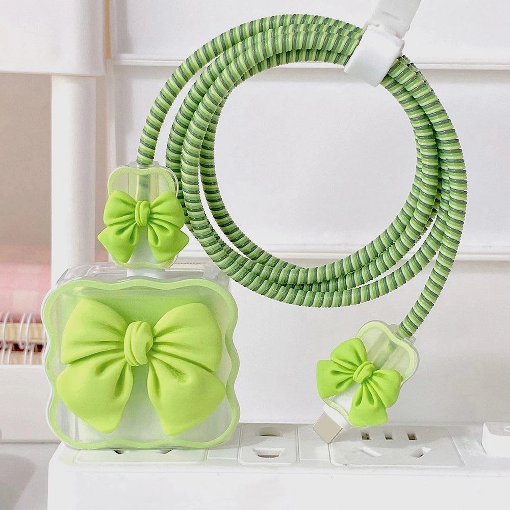 Cute Soft Silicone Charger Protector Cable Organiser For iPhone 17 16 15 14 13 18W 20W US Charging Protection Cover Cable Winder