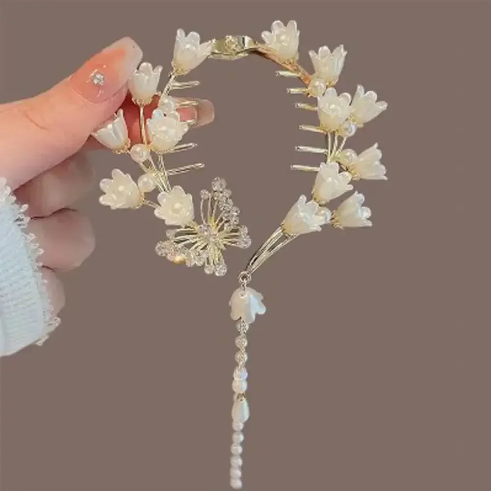 Flower Tassel Hair Clip Women