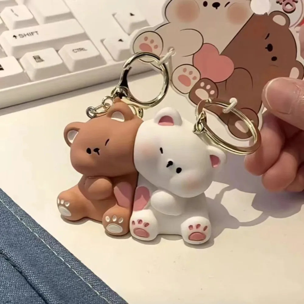 1Pair Cute Resin Bear Couple Magnetic Keychain