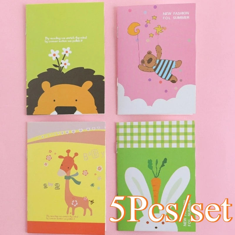 5Pcs Little Notebooks Anime Cartoon Notepad Planner Journal