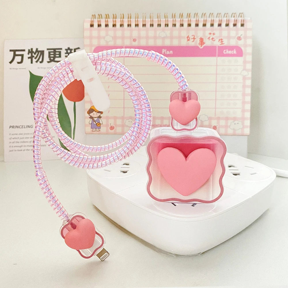 3D Love Charger Protector Cable Organiser for IPhone 15 14 13 12 Pro Max