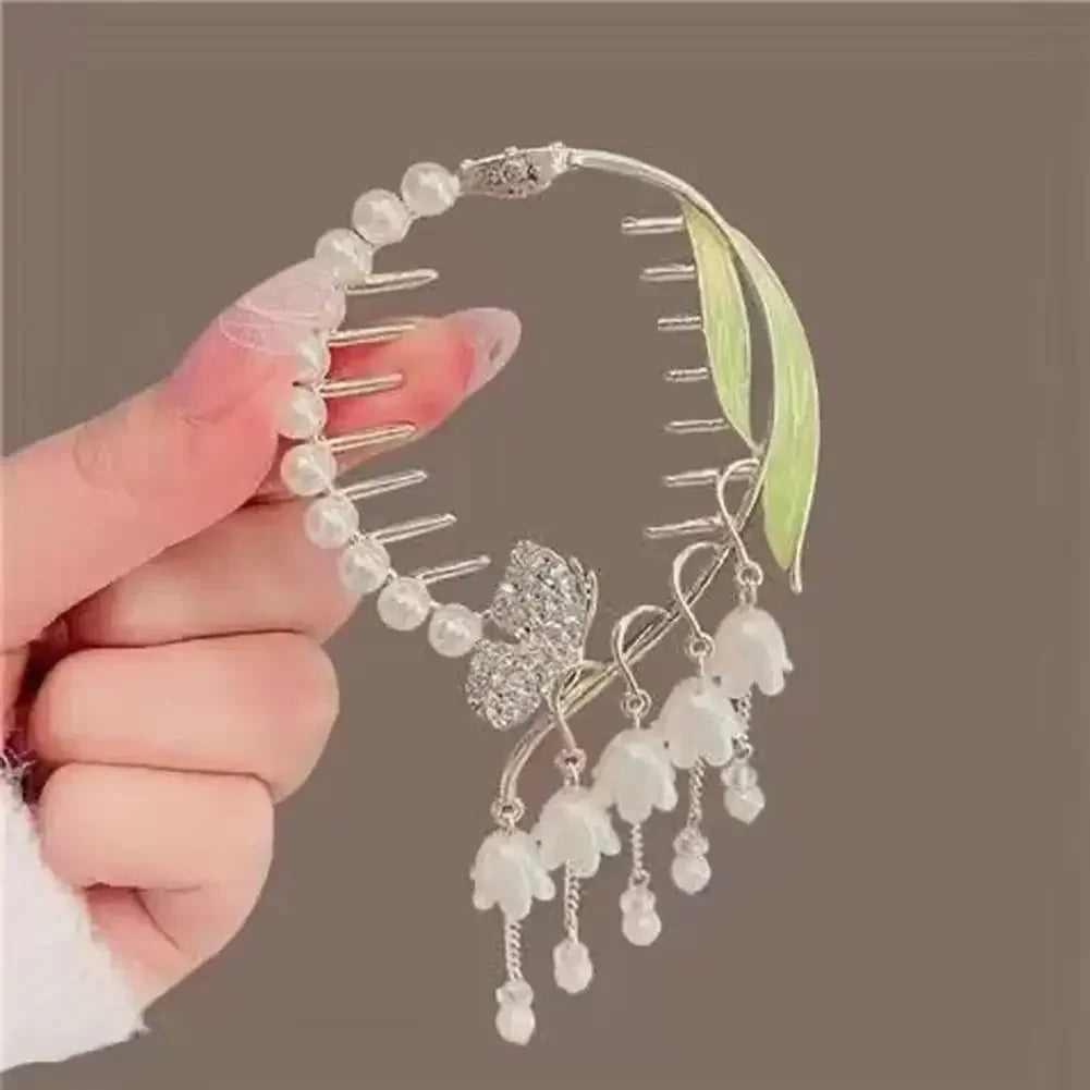 Flower Tassel Hair Clip Women