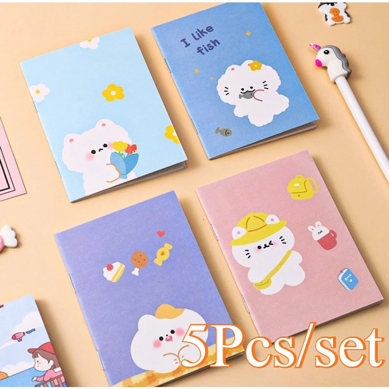 5Pcs Little Notebooks Anime Cartoon Notepad Planner Journal