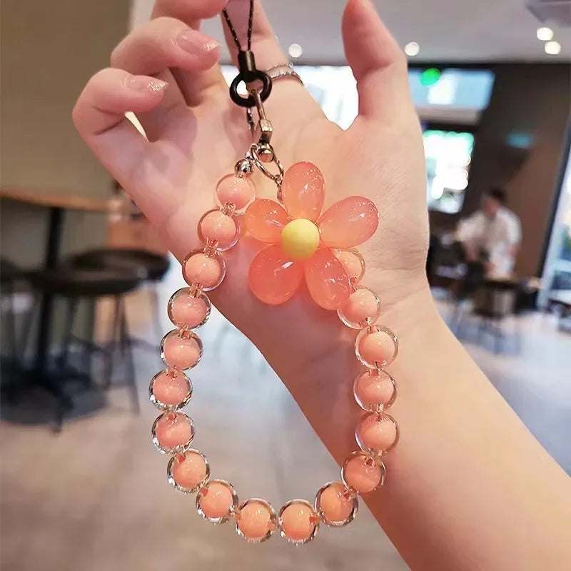 Colored bead petal Lanyard charm for IPhone