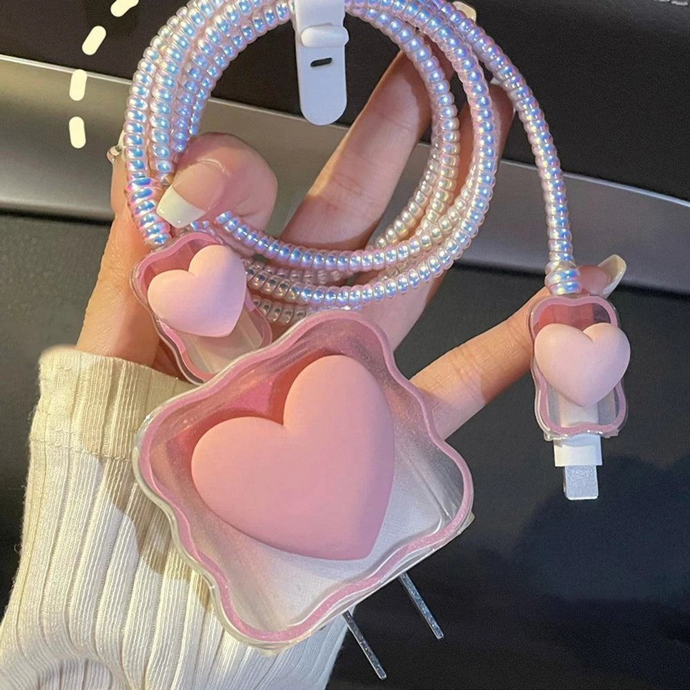 3D Love Charger Protector Cable Organiser for IPhone 15 14 13 12 Pro Max