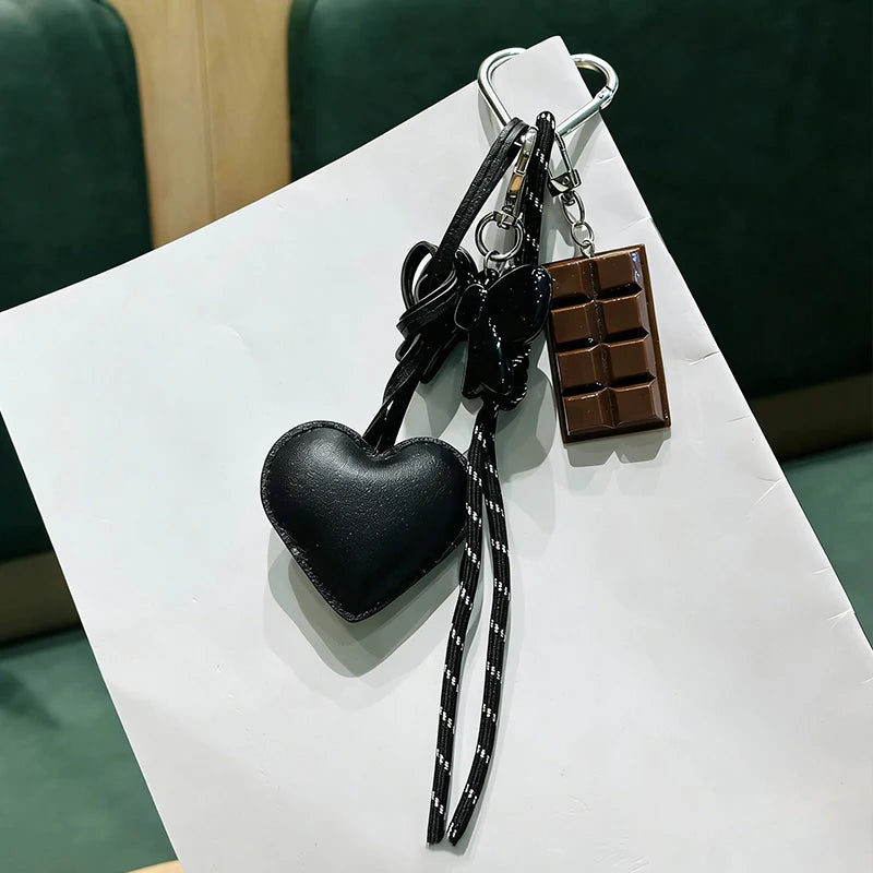 Trendy Heart Leather Keychain