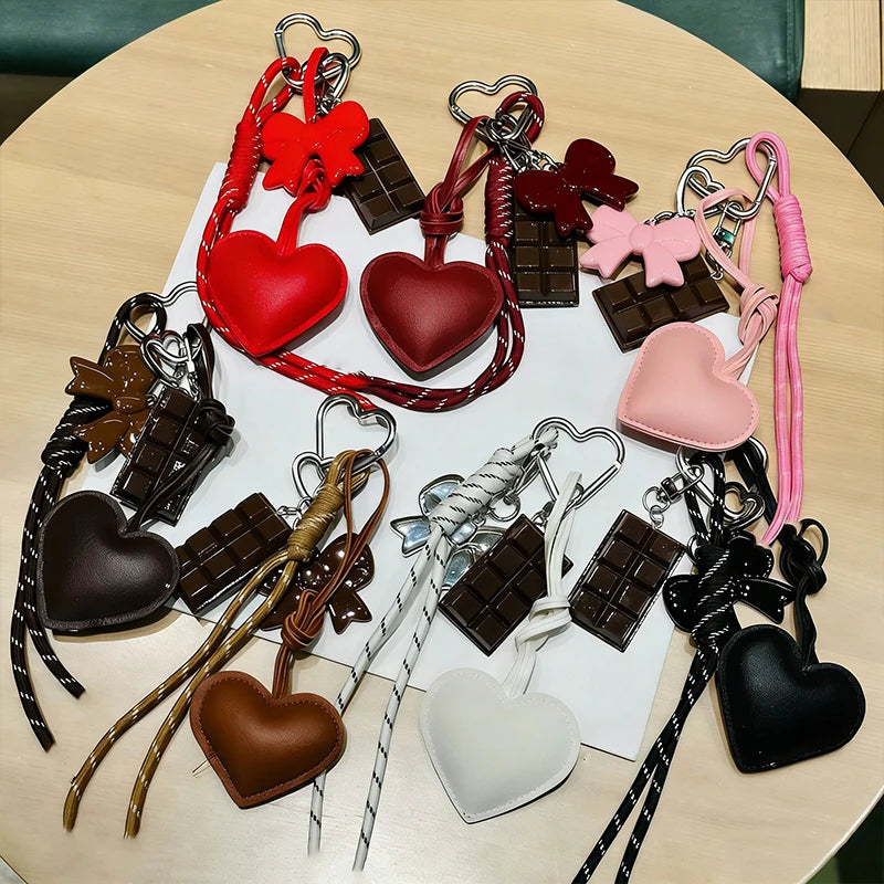 Trendy Heart Leather Keychain