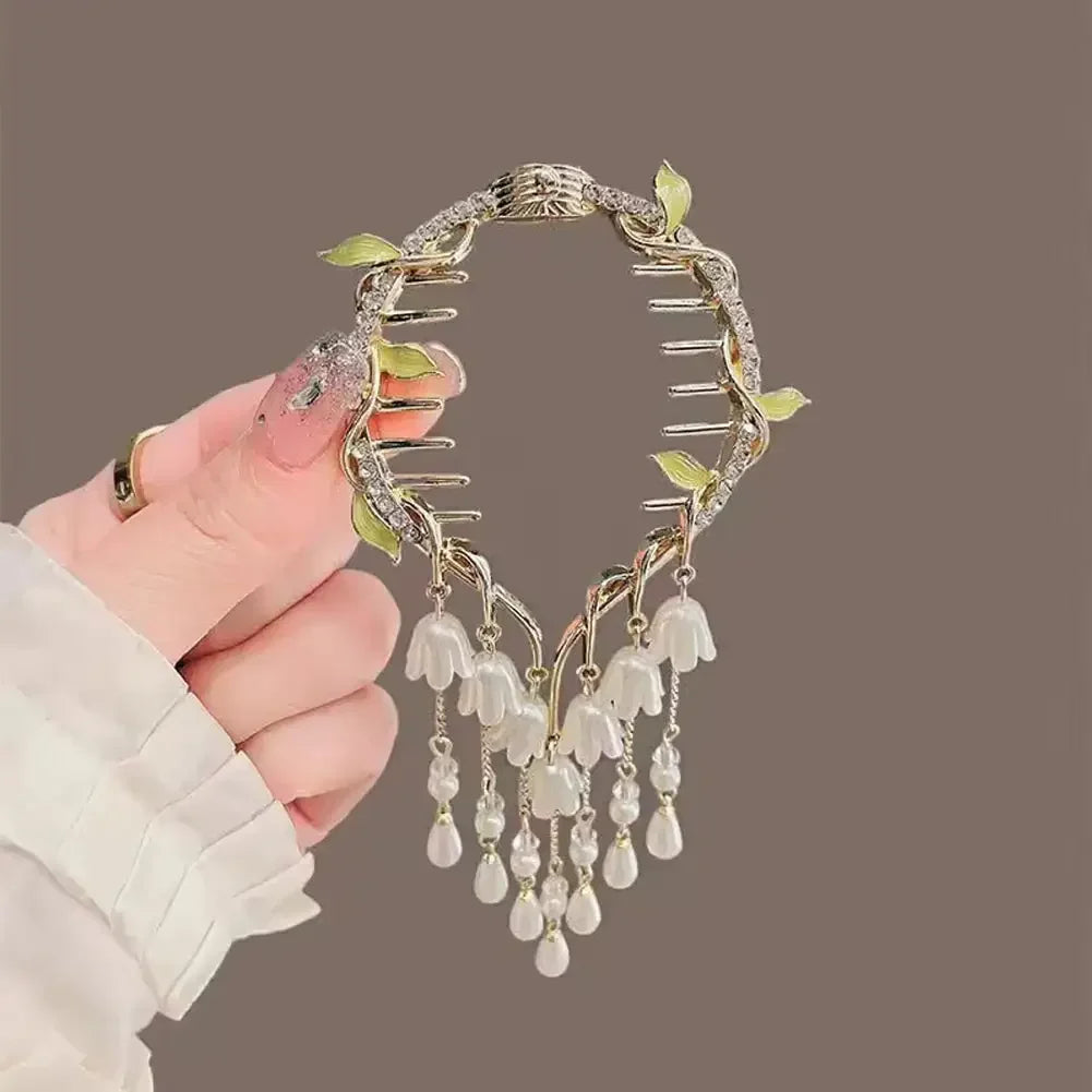 Flower Tassel Hair Clip Women
