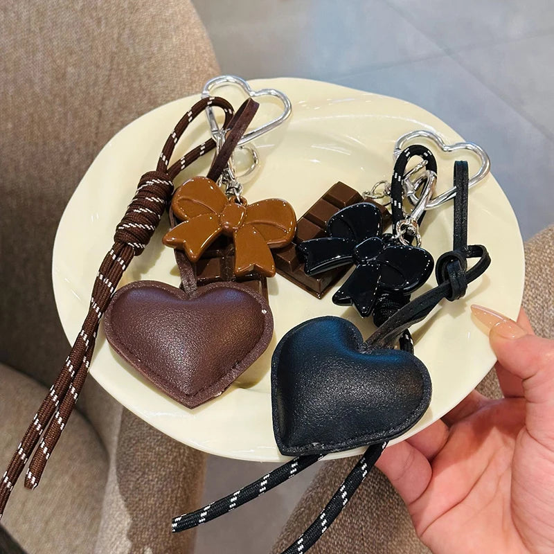 Trendy Heart Leather Keychain
