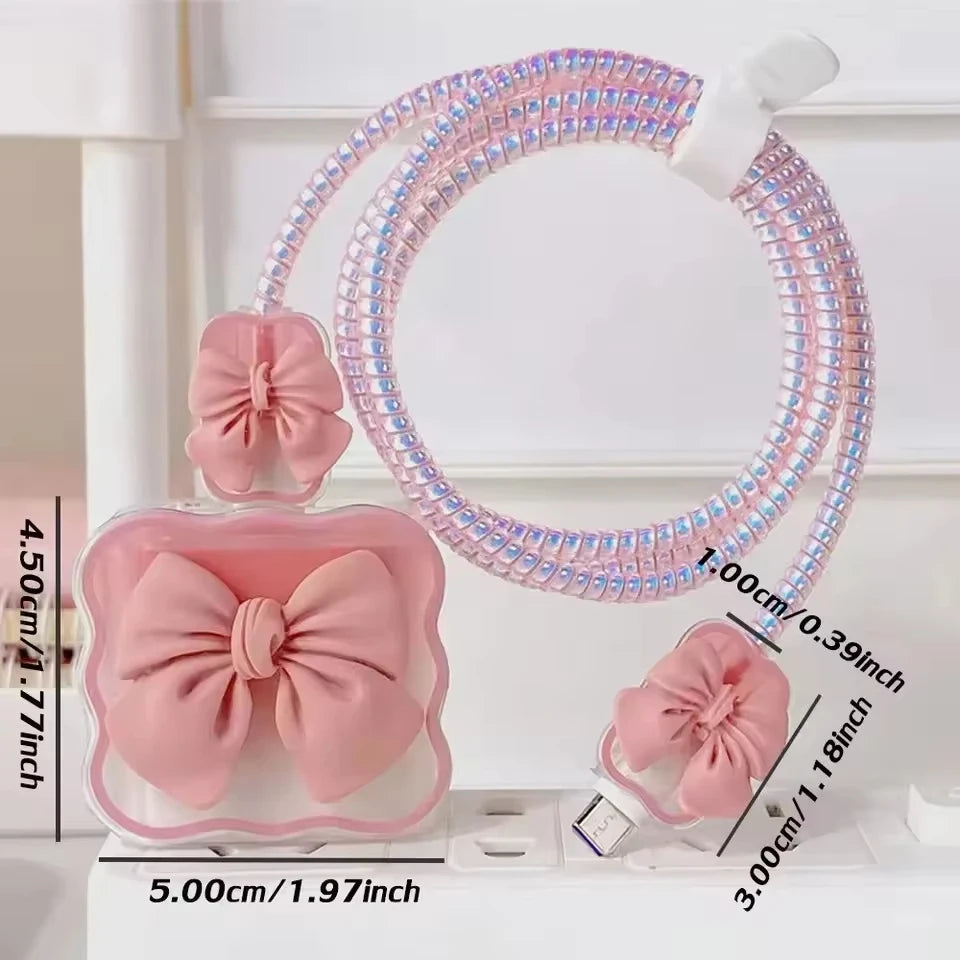 Cute Soft Silicone Charger Protector Cable Organiser For iPhone 17 16 15 14 13 18W 20W US Charging Protection Cover Cable Winder