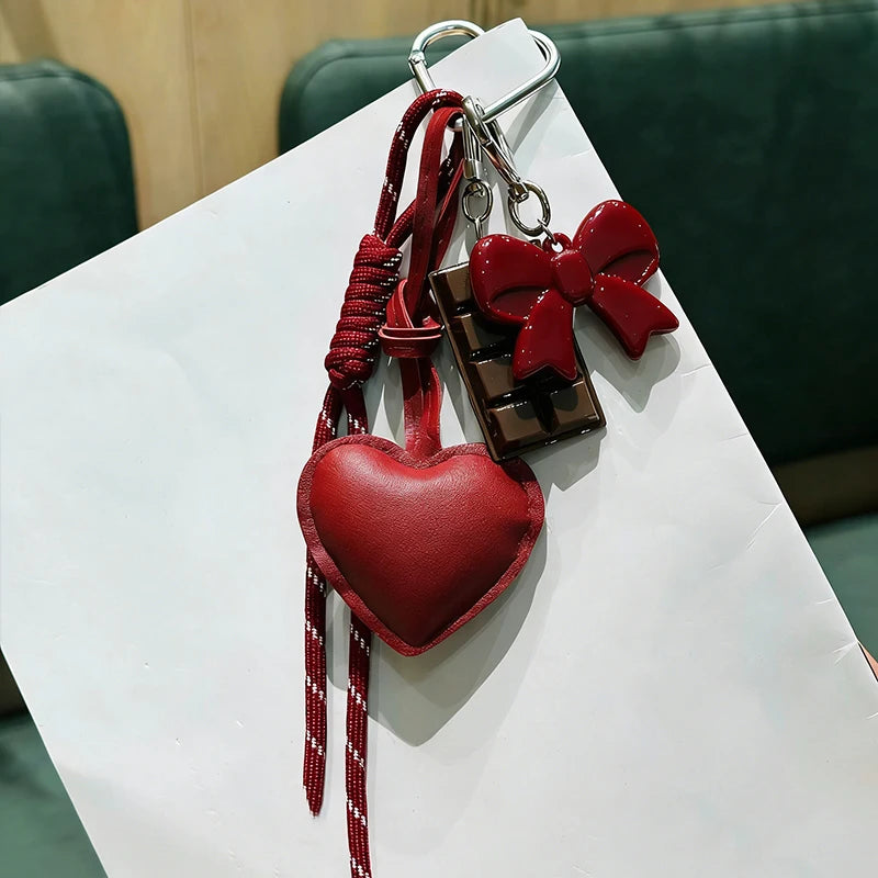 Trendy Heart Leather Keychain