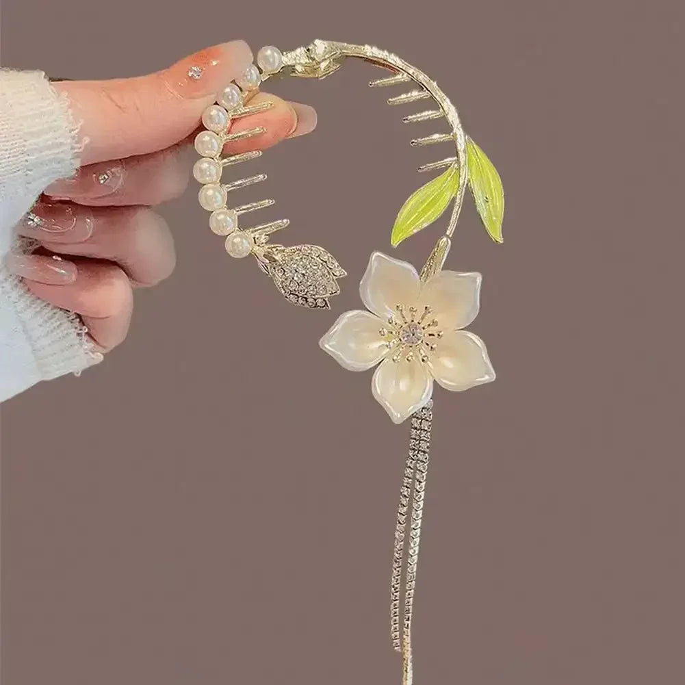 Flower Tassel Hair Clip Women