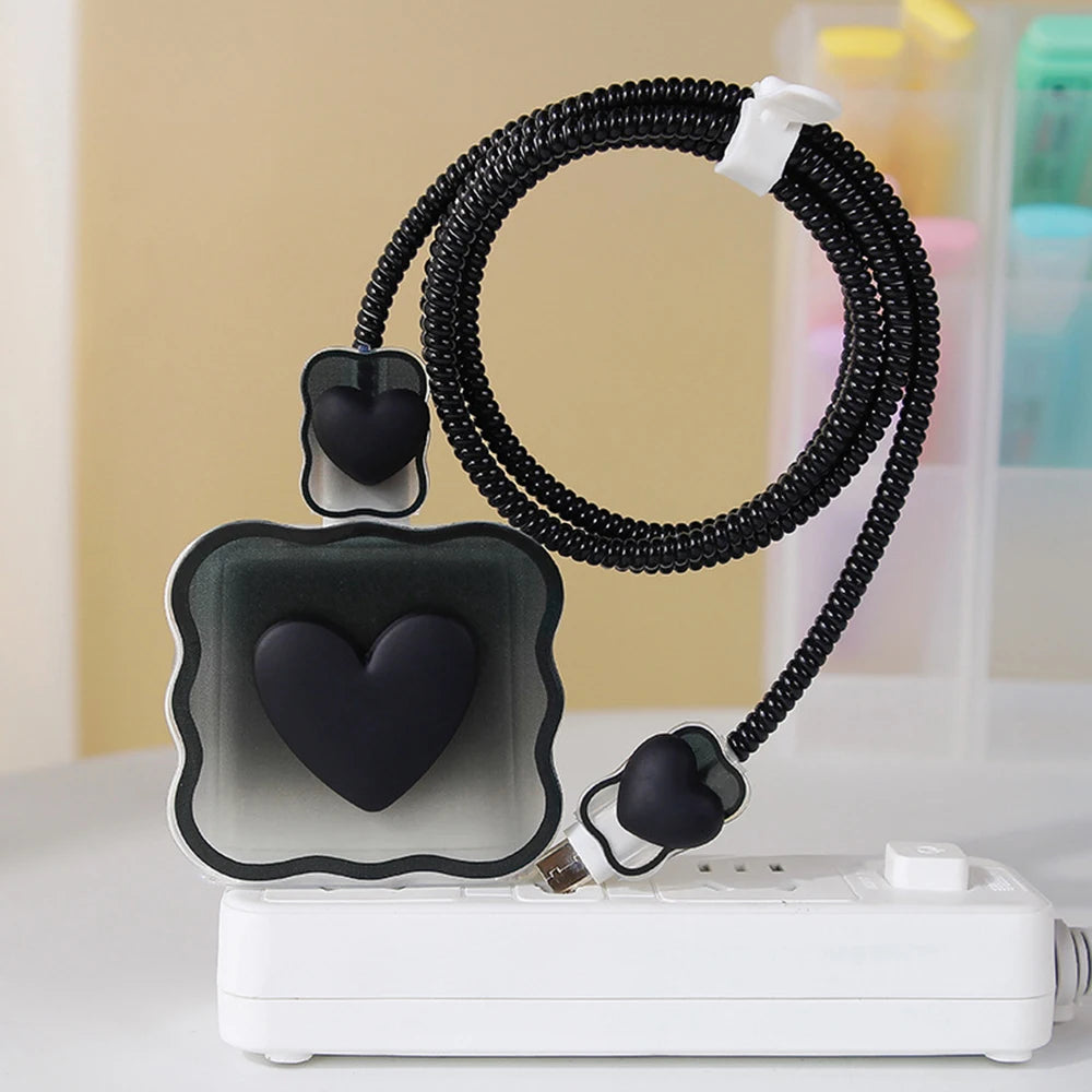 Cute Soft Silicone Charger Protector Cable Organiser For iPhone 17 16 15 14 13 18W 20W US Charging Protection Cover Cable Winder
