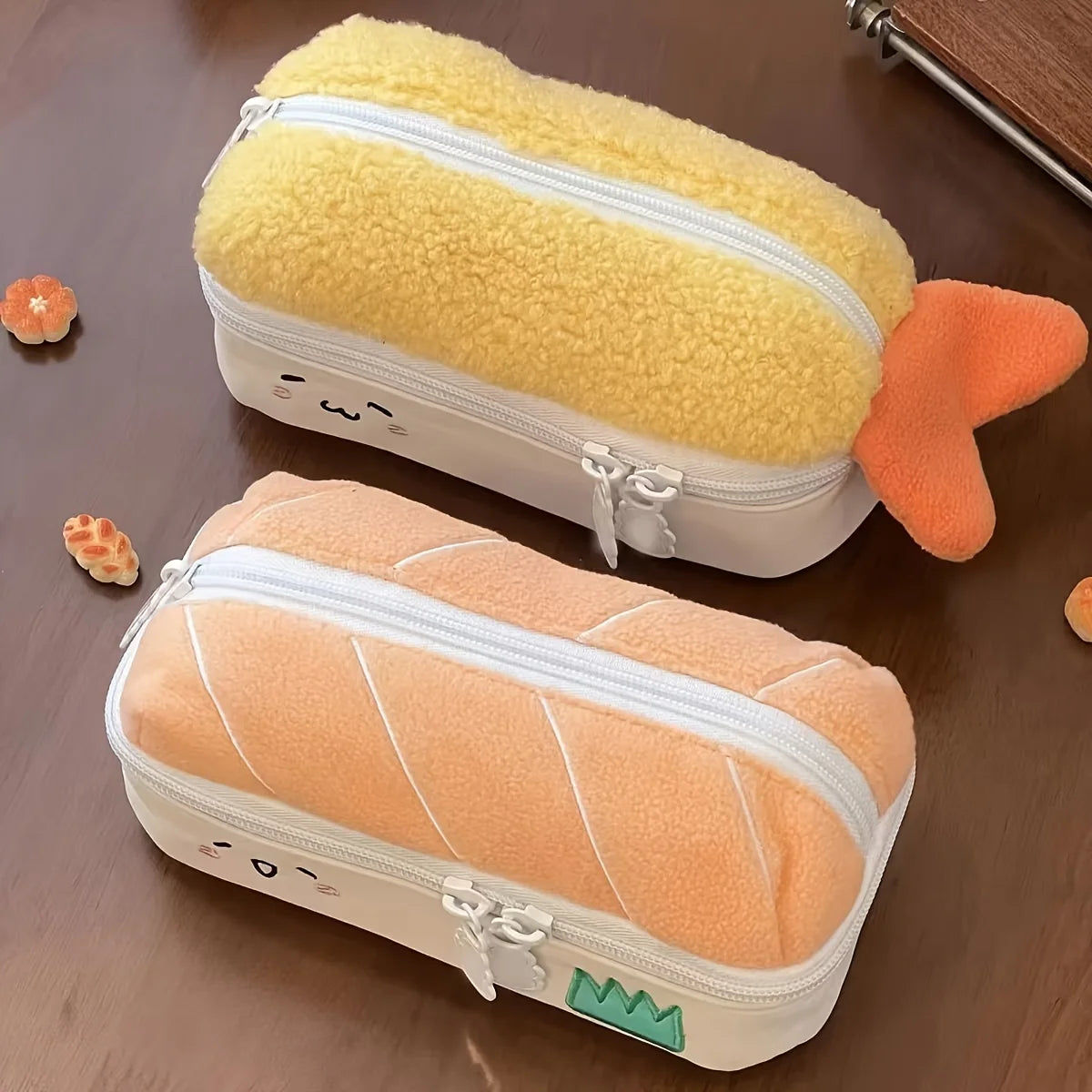 1 Piece of Randomly Designed Salmon and Shrimp-Shaped Pencil Case